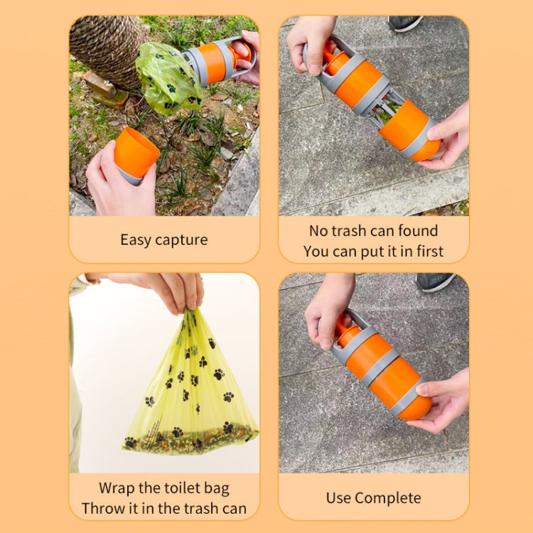 Pet Outing Portable Poop Scooper Dog Feces 6 Claws Pick Up Tools(Orange)